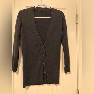 Theory V-Neck Button-Front Wool Cardigan gray size XS